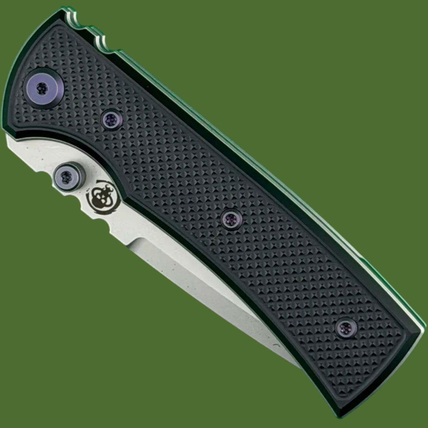 Chaves Blue Label Redencion Street Liner Lock Black Knurled Aluminum Handles Purple Hardware (Stonewash Tanto)