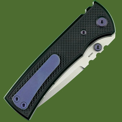 Chaves Blue Label Redencion Street Liner Lock Black Knurled Aluminum Handles Purple Hardware (Stonewash Tanto)