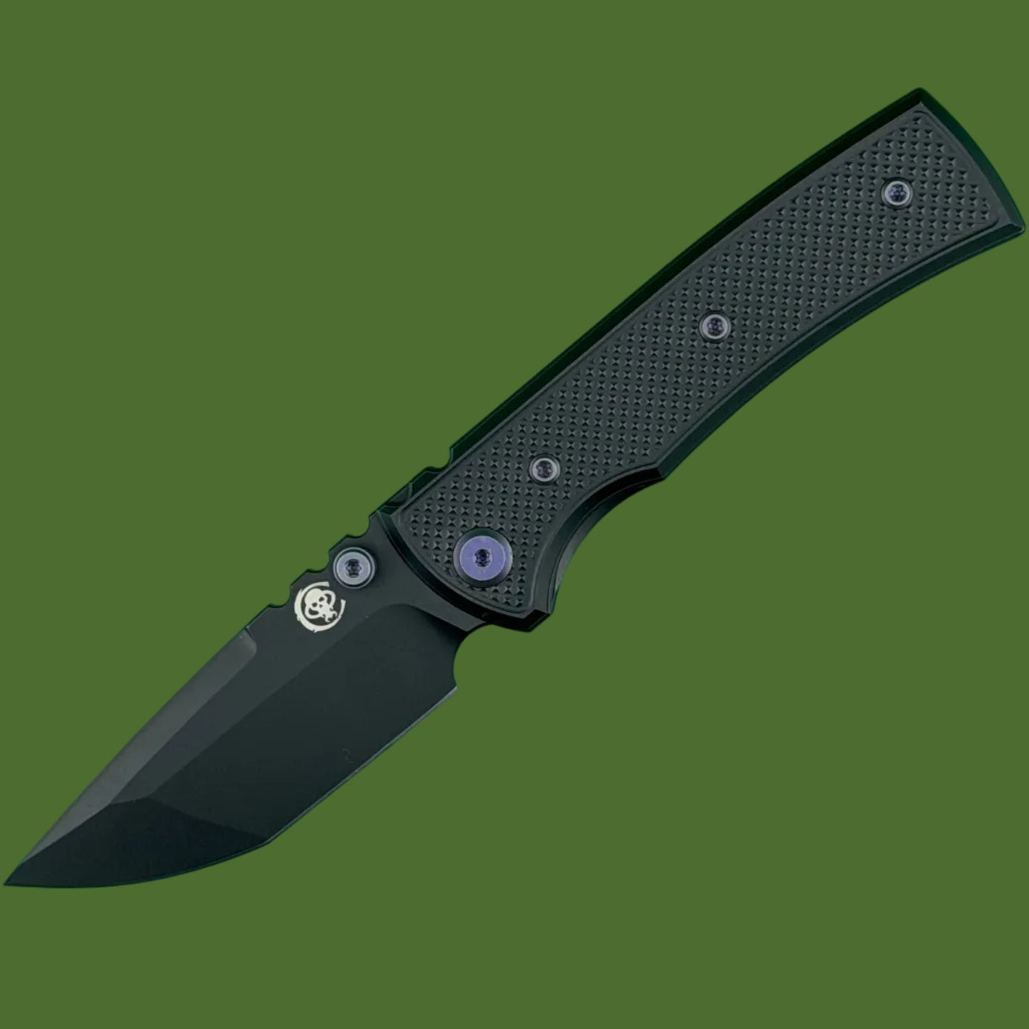 Chaves Blue Label Redencion Street Liner Lock Black Knurled Aluminum Handles Purple Hardware (Black Tanto)