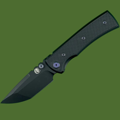Chaves Blue Label Redencion Street Liner Lock Black Knurled Aluminum Handles Purple Hardware (Black Tanto)