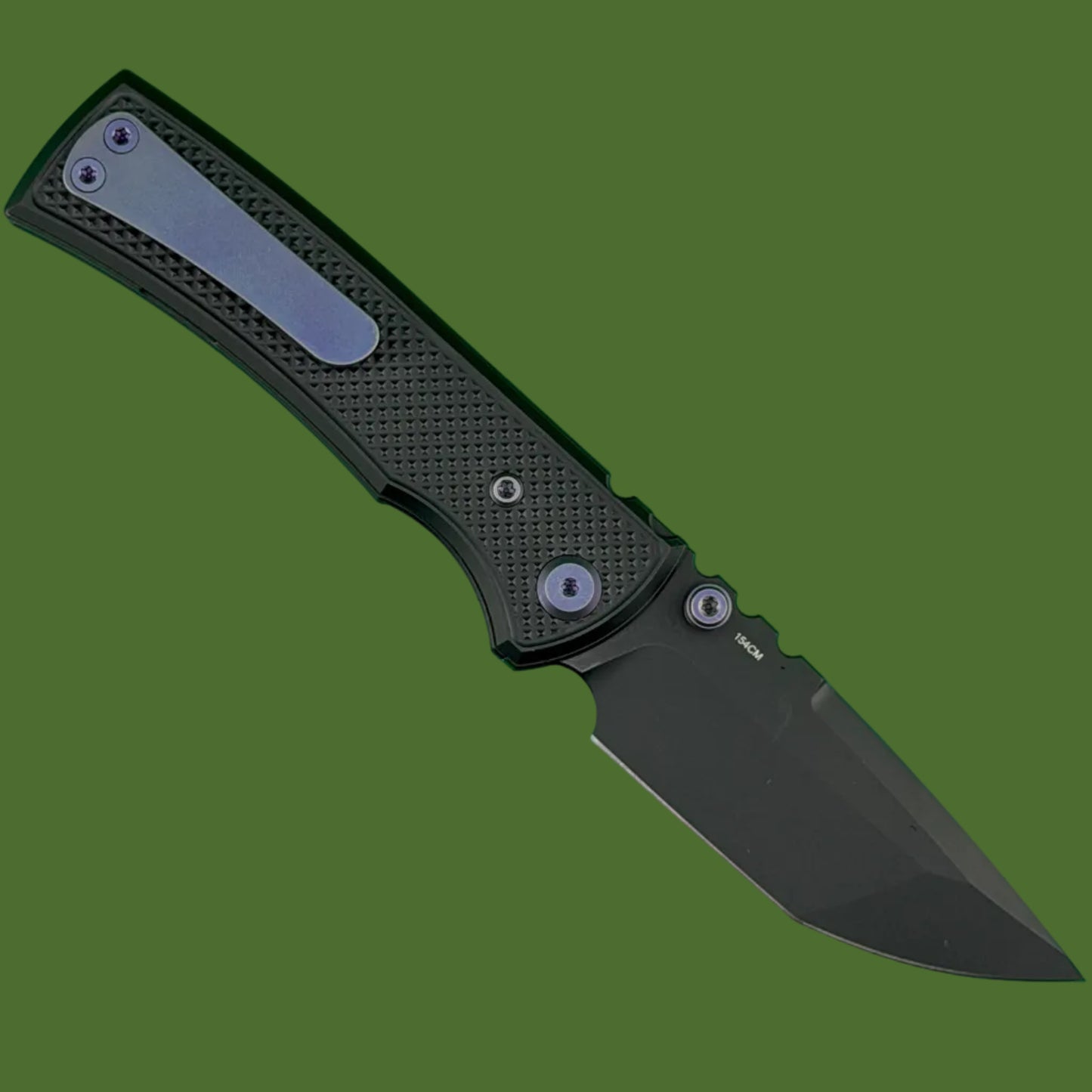 Chaves Blue Label Redencion Street Liner Lock Black Knurled Aluminum Handles Purple Hardware (Black Tanto)