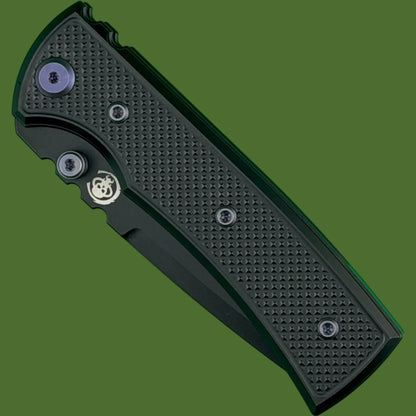 Chaves Blue Label Redencion Street Liner Lock Black Knurled Aluminum Handles Purple Hardware (Black Tanto)