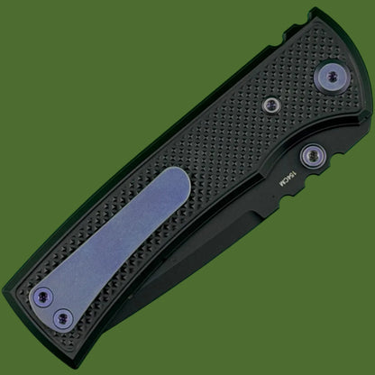 Chaves Blue Label Redencion Street Liner Lock Black Knurled Aluminum Handles Purple Hardware (Black Tanto)