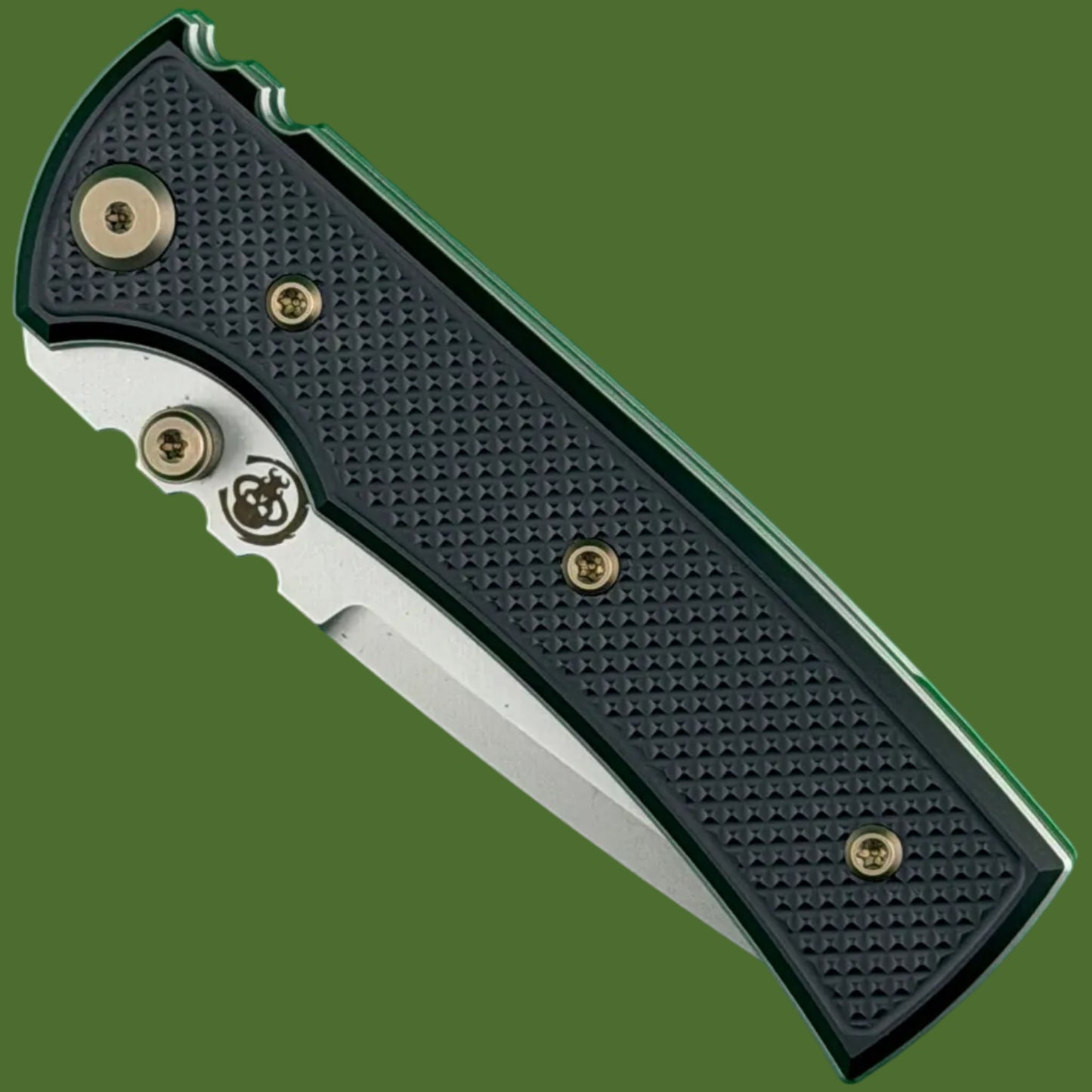 Chaves Blue Label Redencion Street Liner Lock Black Knurled Aluminum Handles Bronze Hardware (Stonewash Tanto)