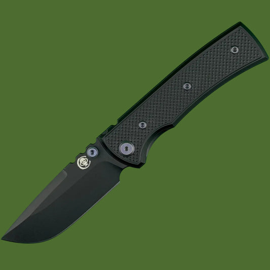 Chaves Blue Label Redencion Street Liner Lock Black Knurled Aluminum Handles Purple Hardware (Black Drop Point)