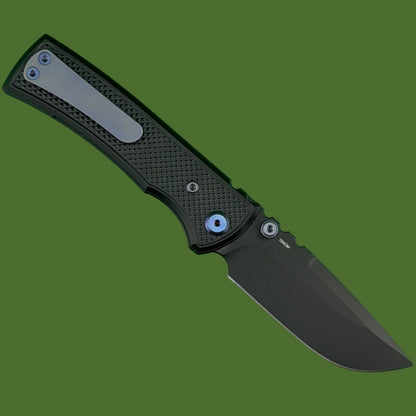 Chaves Blue Label Redencion Street Liner Lock Black Knurled Aluminum Handles Purple Hardware (Black Drop Point)
