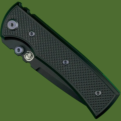 Chaves Blue Label Redencion Street Liner Lock Black Knurled Aluminum Handles Purple Hardware (Black Drop Point)