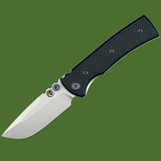 Chaves Blue Label Redencion Street Liner Lock Black Knurled Aluminum Handles Purple Hardware (Stonewash Drop Point)