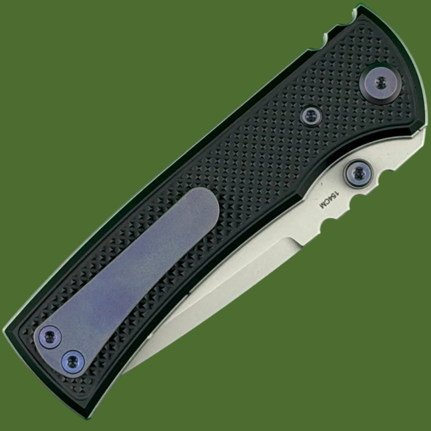 Chaves Blue Label Redencion Street Liner Lock Black Knurled Aluminum Handles Purple Hardware (Stonewash Drop Point)