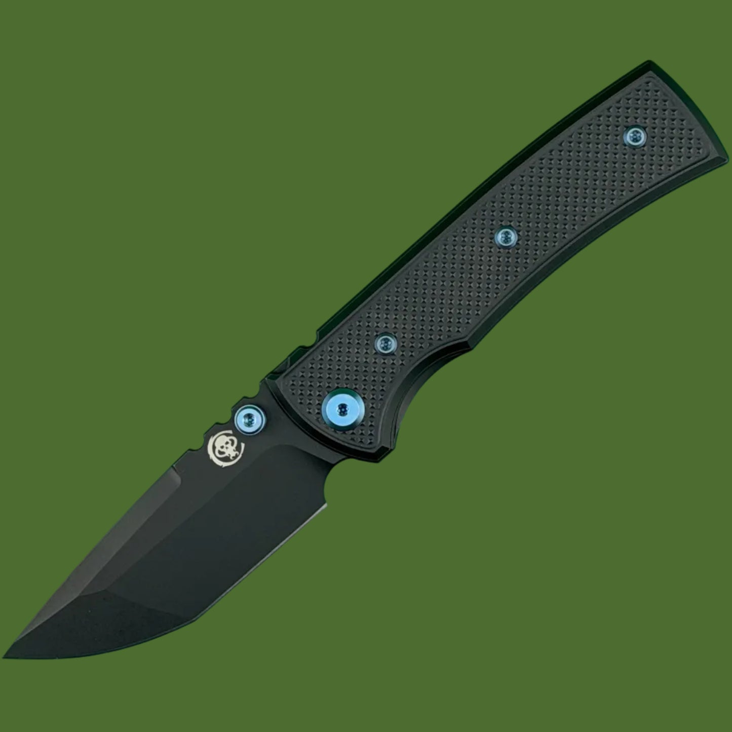 Chaves Blue Label Redencion Street Liner Lock Black Knurled Aluminum Handles Blue Hardware (Black Tanto)