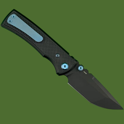 Chaves Blue Label Redencion Street Liner Lock Black Knurled Aluminum Handles Blue Hardware (Black Tanto)