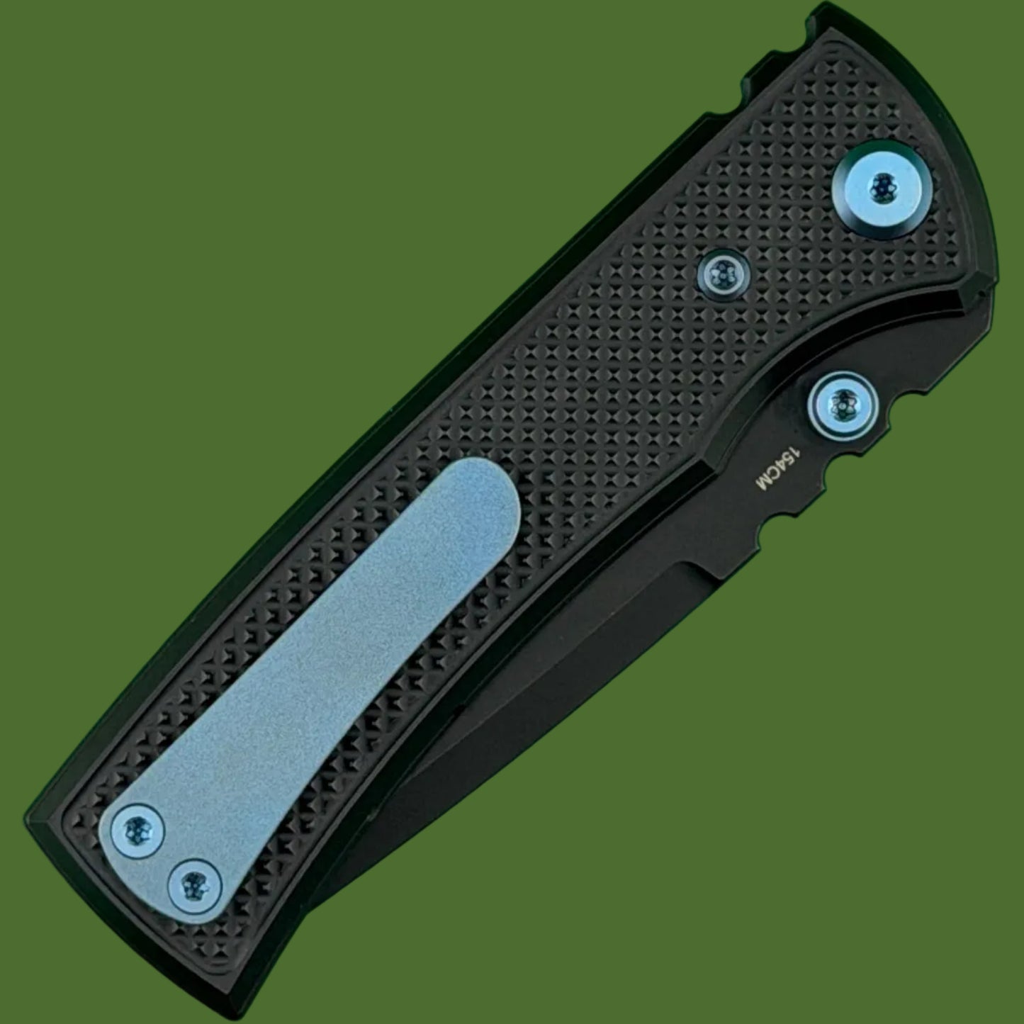Chaves Blue Label Redencion Street Liner Lock Black Knurled Aluminum Handles Blue Hardware (Black Tanto)