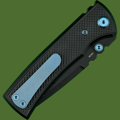 Chaves Blue Label Redencion Street Liner Lock Black Knurled Aluminum Handles Blue Hardware (Black Tanto)