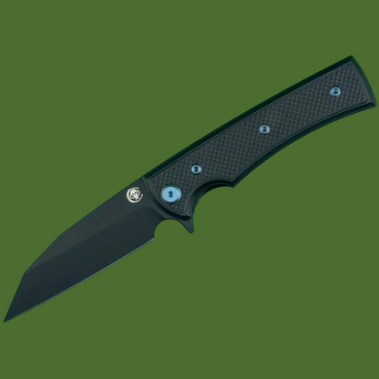 Chaves Blue Label Sangre Street Liner Lock Black Knurled Aluminum Handles Blue Hardware (Black)