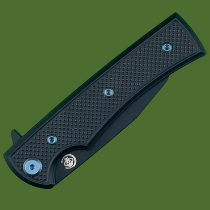 Chaves Blue Label Sangre Street Liner Lock Black Knurled Aluminum Handles Blue Hardware (Black)