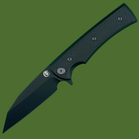 Chaves Blue Label Sangre Street Liner Lock Black Knurled Aluminum Handles Purple Hardware (Black)