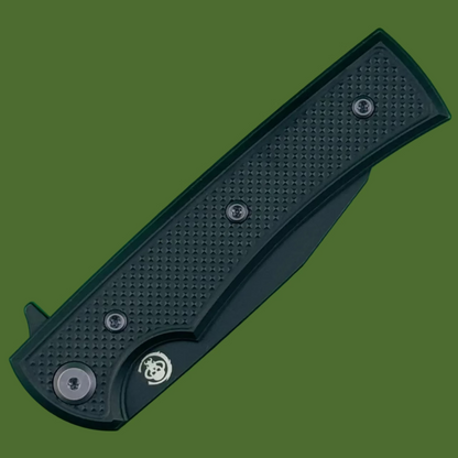 Chaves Blue Label Sangre Street Liner Lock Black Knurled Aluminum Handles Purple Hardware (Black)