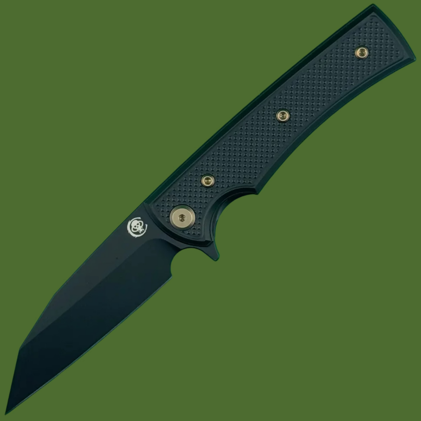 Chaves Blue Label Sangre Street Liner Lock Black Knurled Aluminum Handles Bronze Hardware (Black)