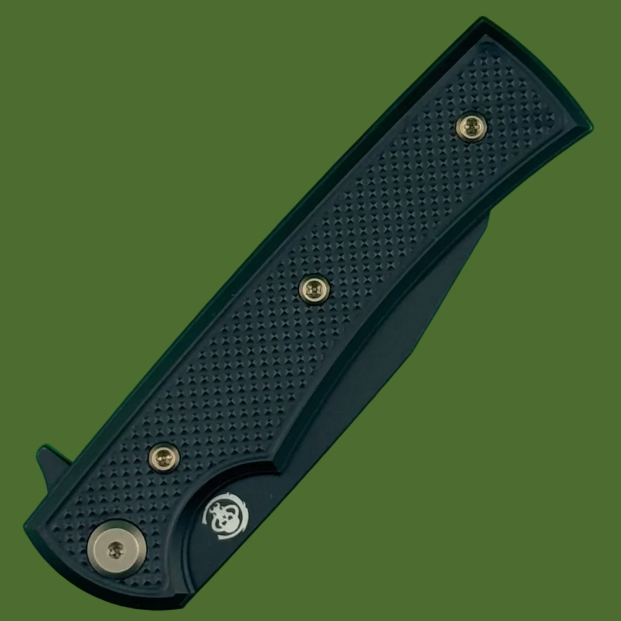 Chaves Blue Label Sangre Street Liner Lock Black Knurled Aluminum Handles Bronze Hardware (Black)