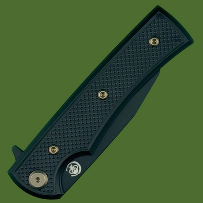 Chaves Blue Label Sangre Street Liner Lock Black Knurled Aluminum Handles Bronze Hardware (Black)