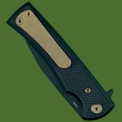Chaves Blue Label Sangre Street Liner Lock Black Knurled Aluminum Handles Bronze Hardware (Black)