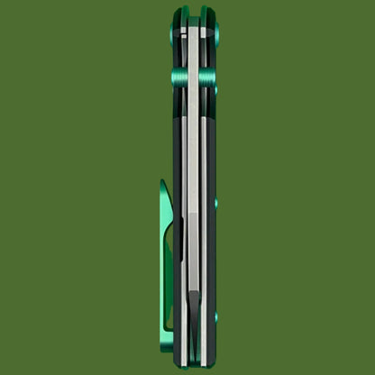 Chaves Blue Label Sangre 229 Liner Lock Black Knurled Aluminum Handles Green Hardware (Stonewash)