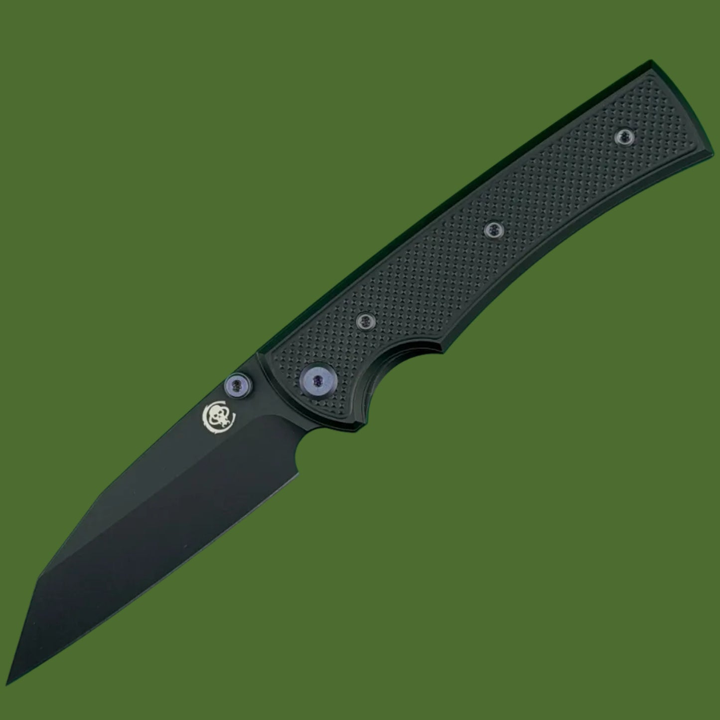 Chaves Blue Label Sangre 229 Liner Lock Black Knurled Aluminum Handles Purple Hardware (Black)