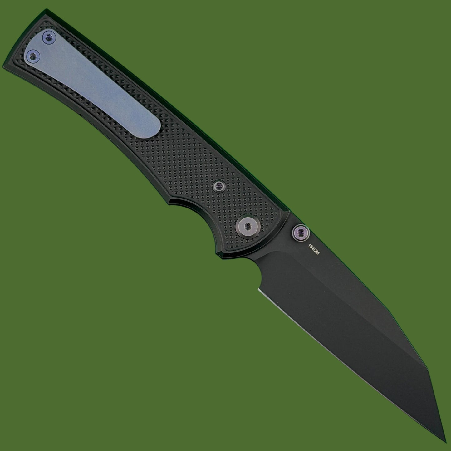 Chaves Blue Label Sangre 229 Liner Lock Black Knurled Aluminum Handles Purple Hardware (Black)