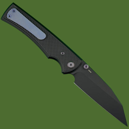 Chaves Blue Label Sangre 229 Liner Lock Black Knurled Aluminum Handles Purple Hardware (Black)