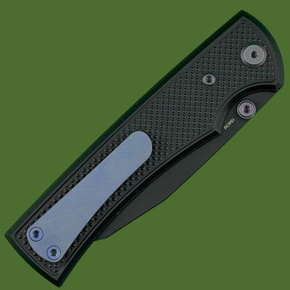Chaves Blue Label Sangre 229 Liner Lock Black Knurled Aluminum Handles Purple Hardware (Black)