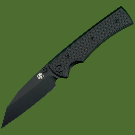 Chaves Blue Label Sangre 229 Liner Lock Black Knurled Aluminum Handles Black Hardware (Black)