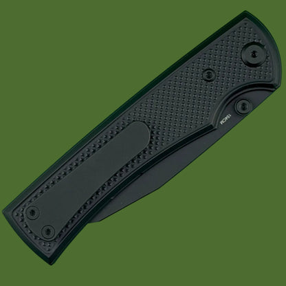 Chaves Blue Label Sangre 229 Liner Lock Black Knurled Aluminum Handles Black Hardware (Black)