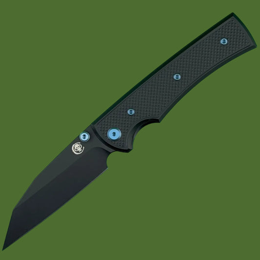 Chaves Blue Label Sangre 229 Liner Lock Black Knurled Aluminum Handles Blue Hardware (Black)