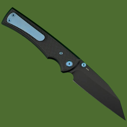 Chaves Blue Label Sangre 229 Liner Lock Black Knurled Aluminum Handles Blue Hardware (Black)