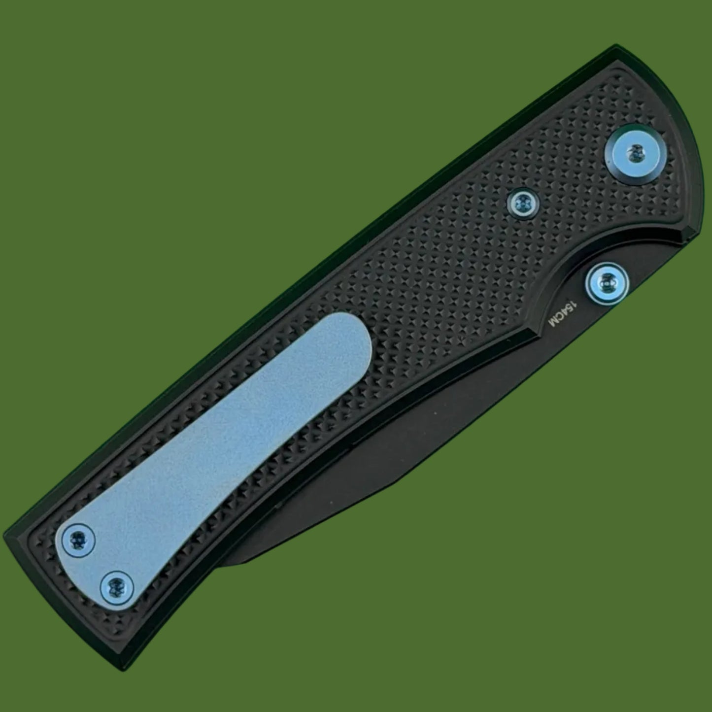 Chaves Blue Label Sangre 229 Liner Lock Black Knurled Aluminum Handles Blue Hardware (Black)