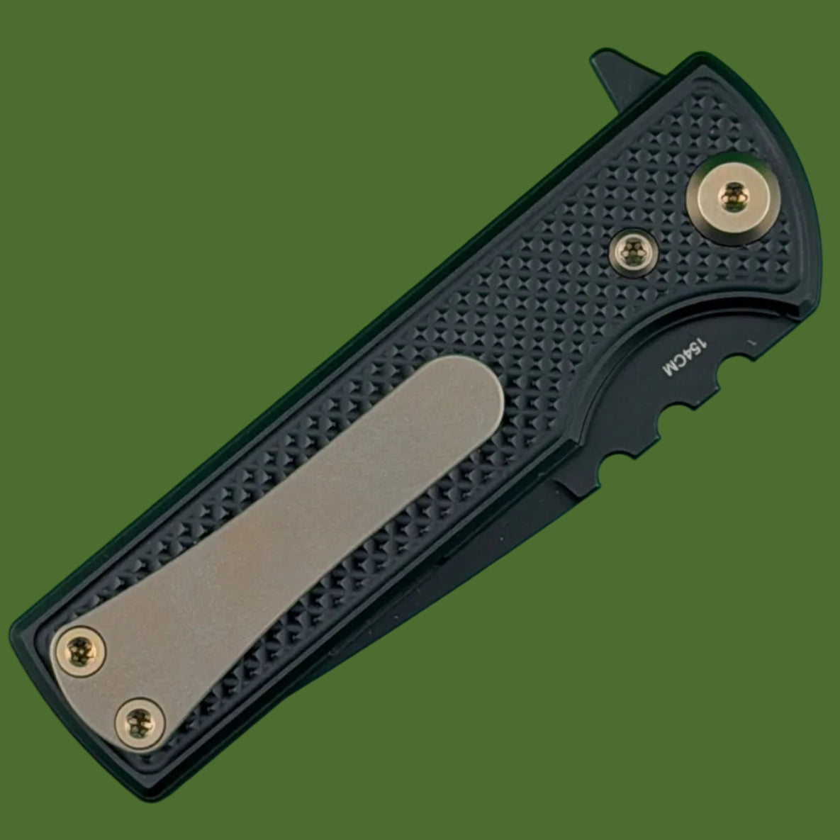 Chaves Blue Label TAK Redencion Liner Lock Black Knurled Aluminum Handles Bronze Hardware (Black Tanto)