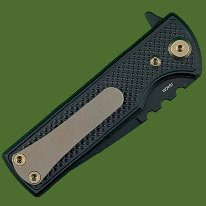 Chaves Blue Label TAK Redencion Liner Lock Black Knurled Aluminum Handles Bronze Hardware (Black Tanto)