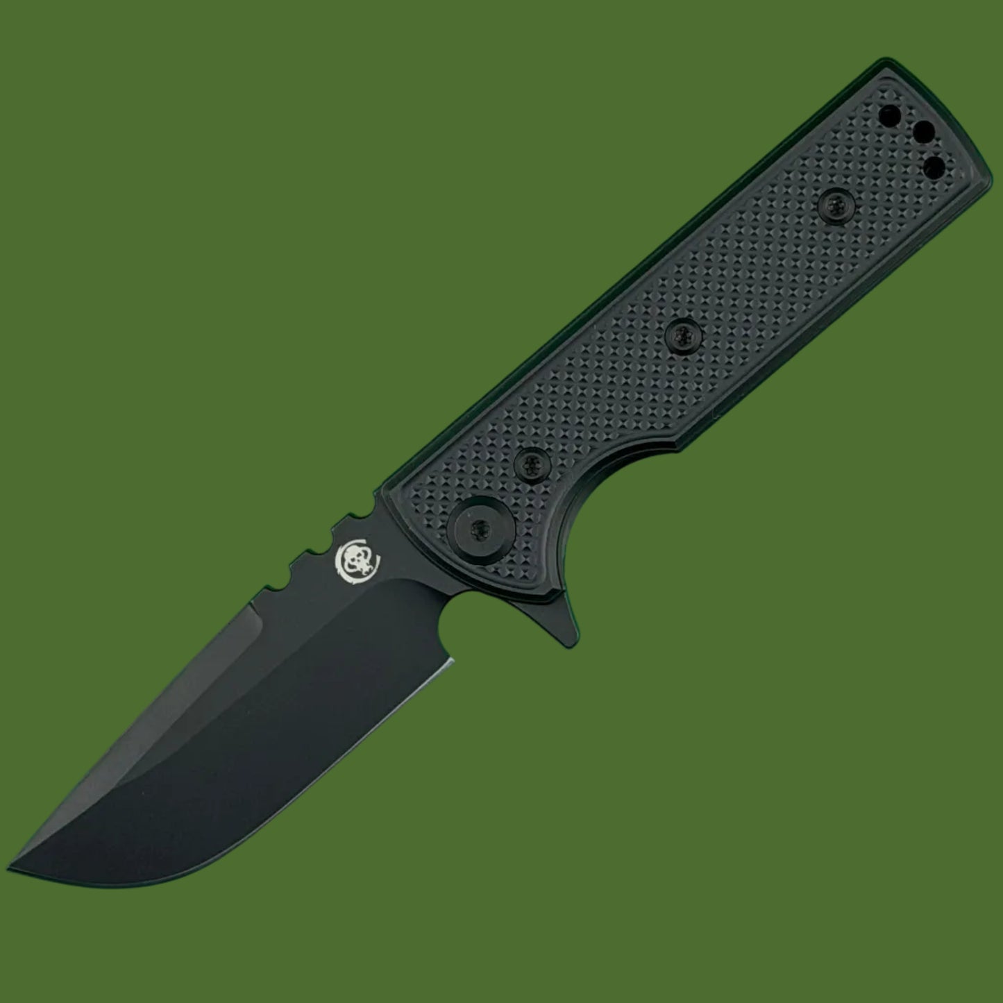 Chaves Blue Label TAK Redencion Liner Lock Black Knurled Aluminum Handles Black Hardware (Black Drop Point)
