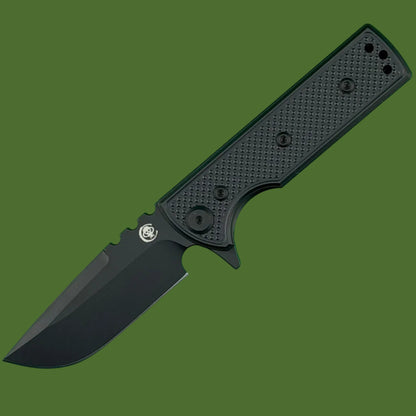 Chaves Blue Label TAK Redencion Liner Lock Black Knurled Aluminum Handles Black Hardware (Black Drop Point)