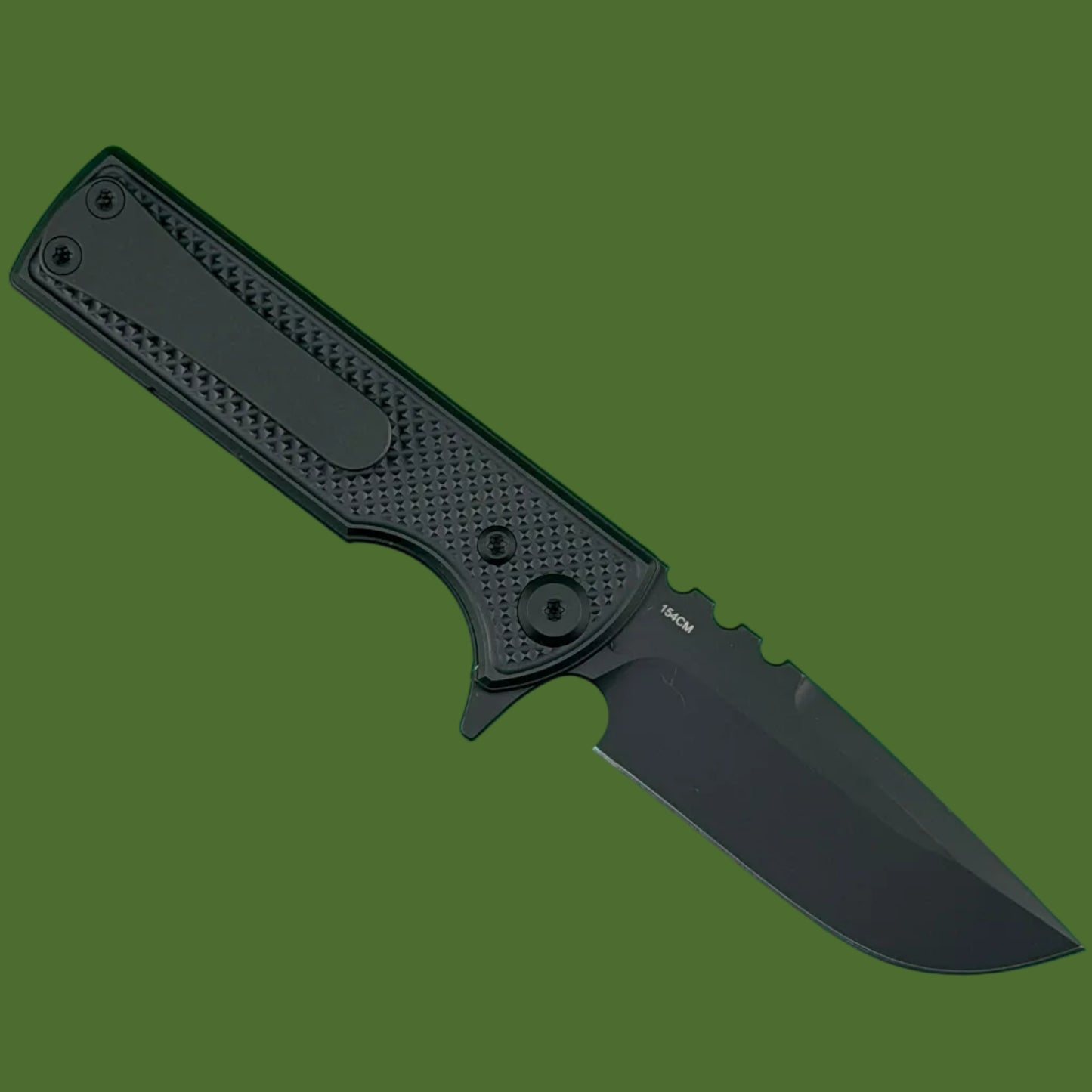 Chaves Blue Label TAK Redencion Liner Lock Black Knurled Aluminum Handles Black Hardware (Black Drop Point)