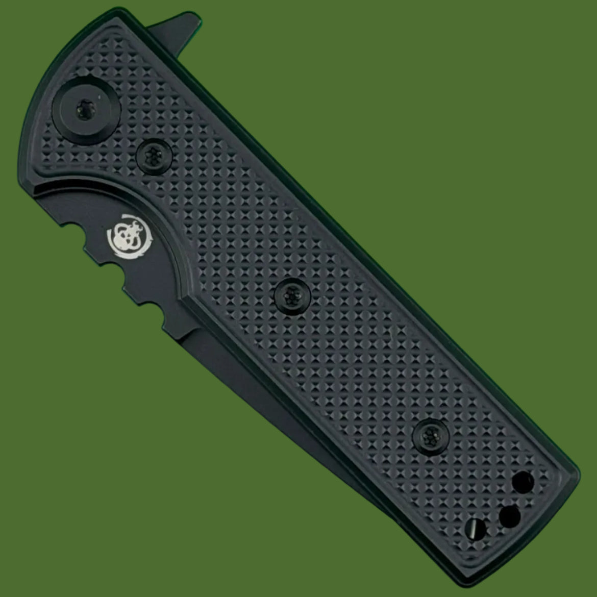 Chaves Blue Label TAK Redencion Liner Lock Black Knurled Aluminum Handles Black Hardware (Black Drop Point)