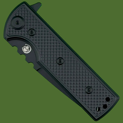 Chaves Blue Label TAK Redencion Liner Lock Black Knurled Aluminum Handles Black Hardware (Black Drop Point)