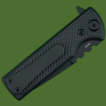 Chaves Blue Label TAK Redencion Liner Lock Black Knurled Aluminum Handles Black Hardware (Black Drop Point)