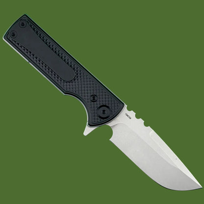 Chaves Blue Label TAK Redencion Liner Lock Black Knurled Aluminum Handles Black Hardware (Stonewash Drop Point)