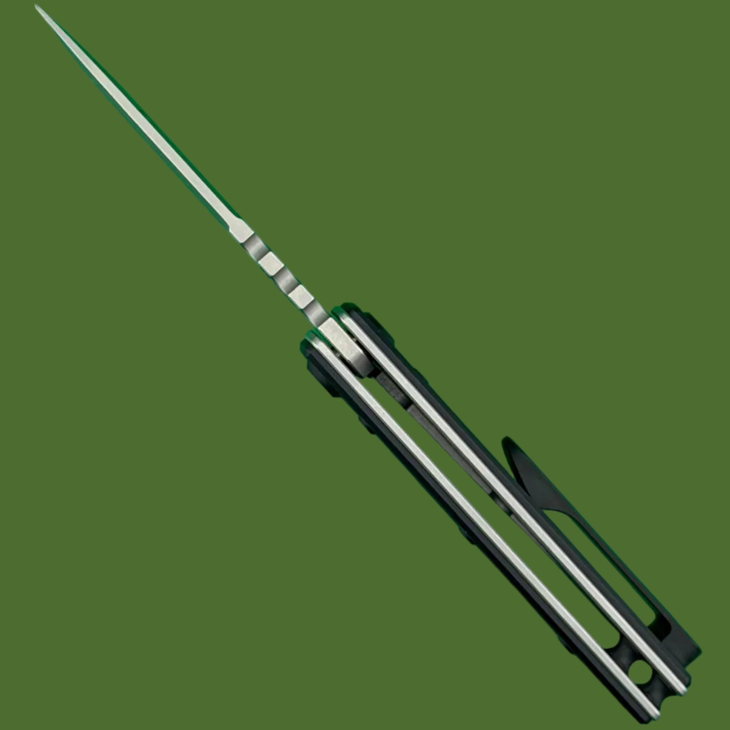 Chaves Blue Label TAK Redencion Liner Lock Black Knurled Aluminum Handles Black Hardware (Stonewash Drop Point)