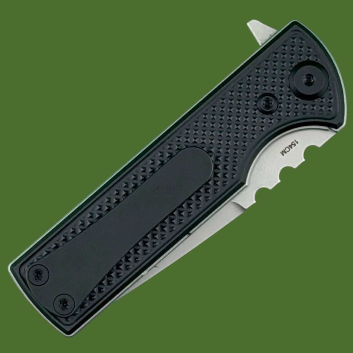 Chaves Blue Label TAK Redencion Liner Lock Black Knurled Aluminum Handles Black Hardware (Stonewash Drop Point)