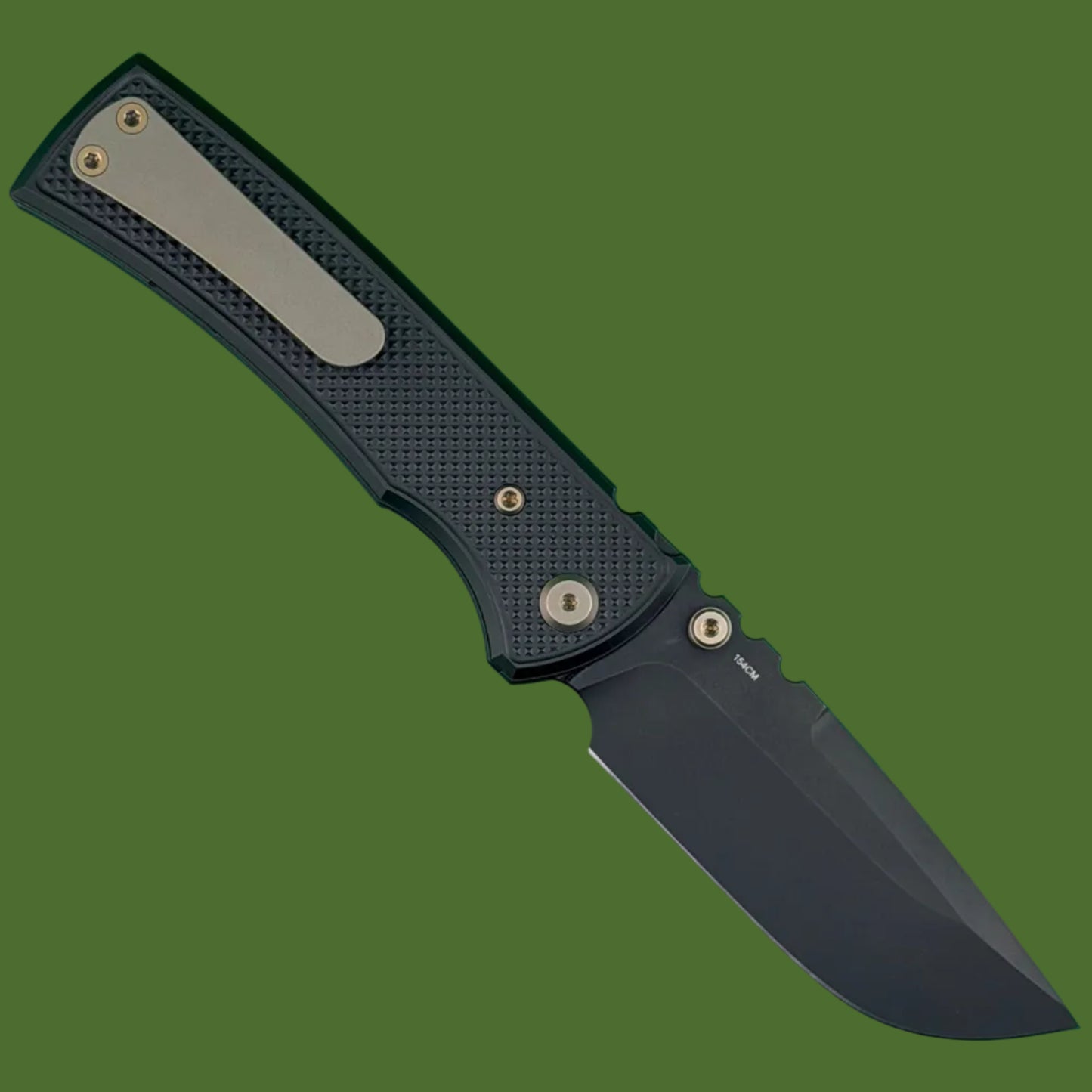 Chaves Blue Label Redencion 229 Liner Lock Black Knurled Aluminum Handles Bronze Hardware (Black Drop Point)