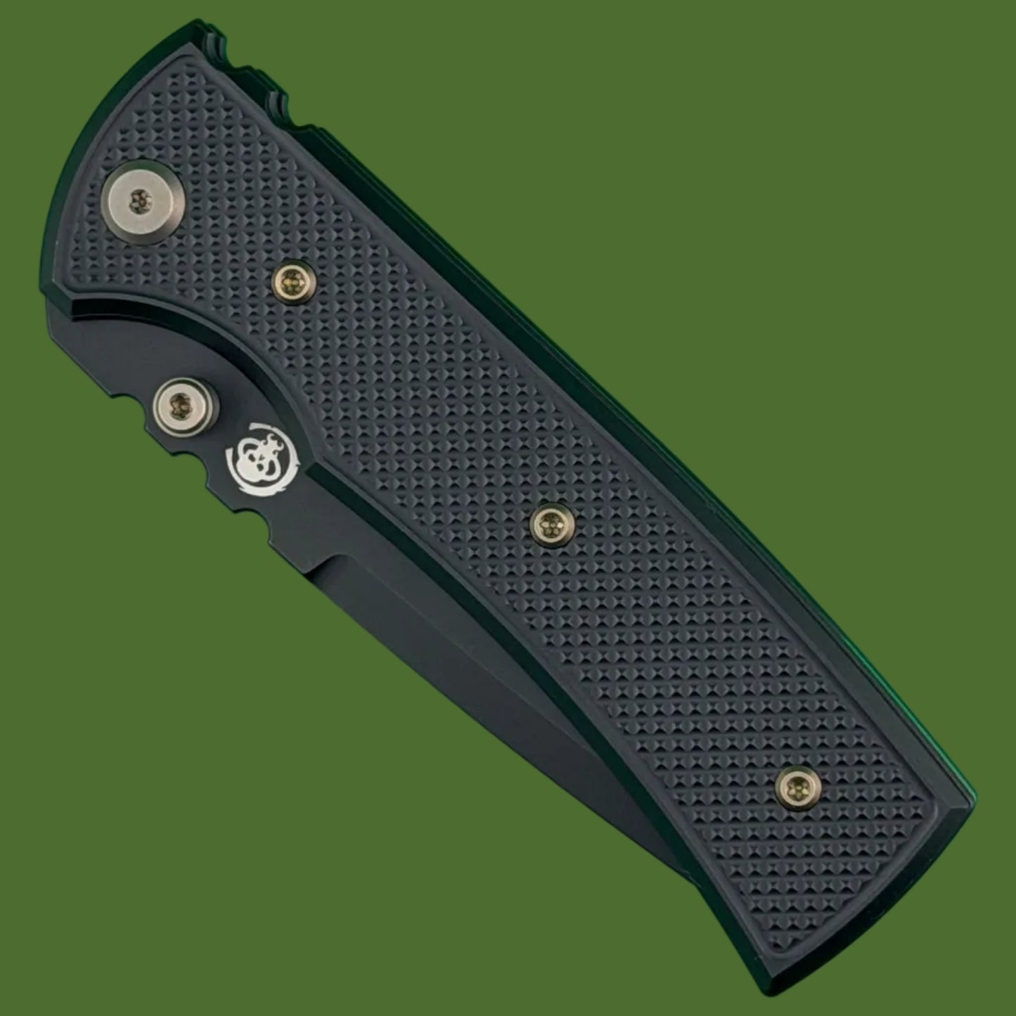 Chaves Blue Label Redencion 229 Liner Lock Black Knurled Aluminum Handles Bronze Hardware (Black Drop Point)
