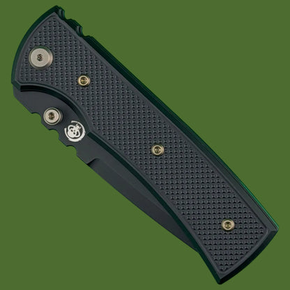 Chaves Blue Label Redencion 229 Liner Lock Black Knurled Aluminum Handles Bronze Hardware (Black Drop Point)