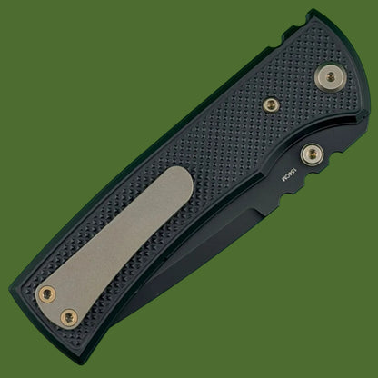 Chaves Blue Label Redencion 229 Liner Lock Black Knurled Aluminum Handles Bronze Hardware (Black Drop Point)